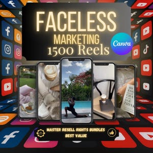 1500 Faceless Marketing Reels – Canva Editable, PLR Resell Rights