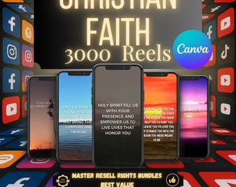 Christian Reels 3000+ Social Media Content Videos Edit In Canva