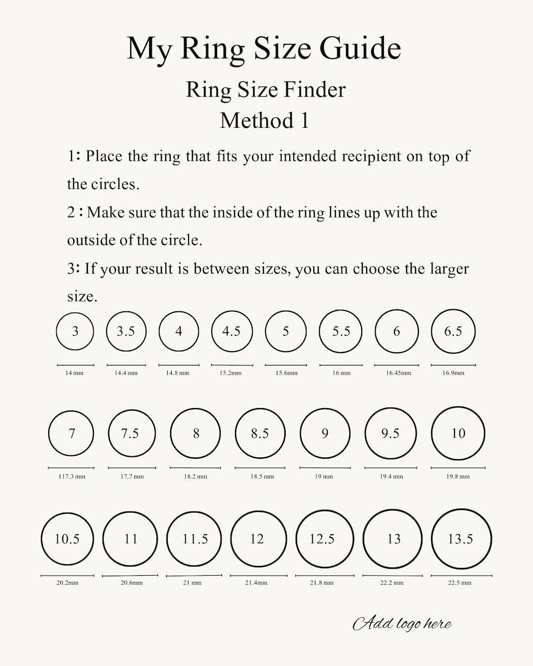 Customizable Ring Size Chart Canva Template – Digital Download - Etsy