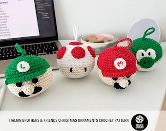Retro Game Characters Inspired Christmas Ornament Crochet Pattern Bundle PDF
