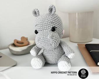 Hippo Amigurumi Crochet Pattern PDF – Hippo Soft Toy, Stuffed Animal Tutorial