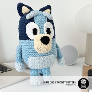 Blue Dog Amigurumi Crochet Pattern PDF – Cartoon Puppy Toy, Stuffed Animal Tutorial