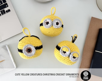 Cute Yellow Creatures Crochet Christmas Ornaments