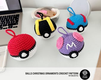 Pocket Monster Inspired Christmas Ornament Crochet Pattern Bundle PDF