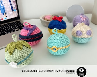Fairytale Princess Inspired Christmas Ornament Crochet Pattern Bundle PDF