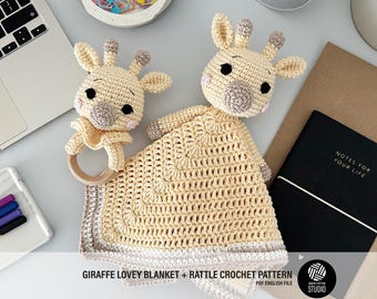Giraffe Baby Lovey Blanket & Rattle Crochet Pattern PDF – Cute Stuffed Toy Tutorial