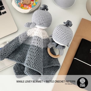 Whale Baby Lovey Blanket & Rattle Crochet Pattern PDF – Cute Stuffed Toy Tutorial
