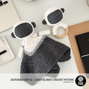 Astronaut Baby Lovey Blanket & Rattle Crochet Pattern PDF – Cute Stuffed Toy Tutorial