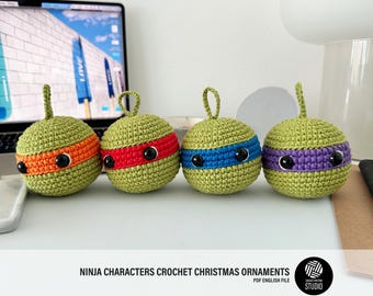 Ninja Characters Crochet Christmas Ornament Pattern Bundle PDF