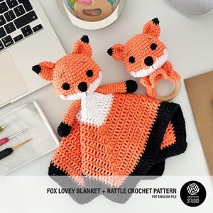 Fox Baby Lovey Blanket & Rattle Crochet Pattern PDF – Cute Stuffed Toy Tutorial