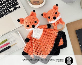 Fox Baby Lovey Blanket & Rattle Crochet Pattern PDF – Cute Stuffed Toy Tutorial
