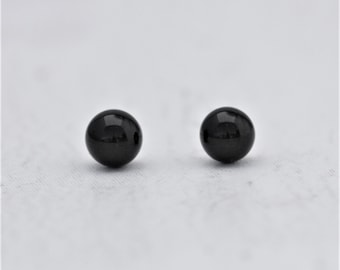 6mm Black Onyx Sterling Silver Stud Earrings, Black Gemstone Studs, Gift For Her, Minimalist Earrings, Dainty Studs, Letterbox Gift