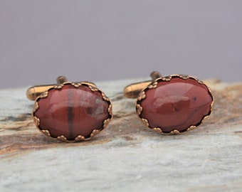 18x13mm Red Jasper Cuff Links, Red Gemstone Cufflinks, Gift For Him, Mens Formal Wear, Suit Accessory, Sale