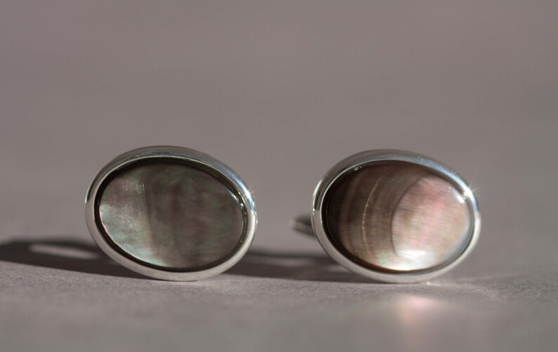 18x13mm Black Shell Cuff Links image 2