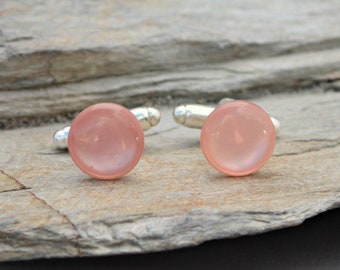 10mm Pink Mother Of Pearl Cuff Links, Pink Suit Accessory, Gift For Him, Mens Formal Wear, Groomsman Gift, Letterbox Gift