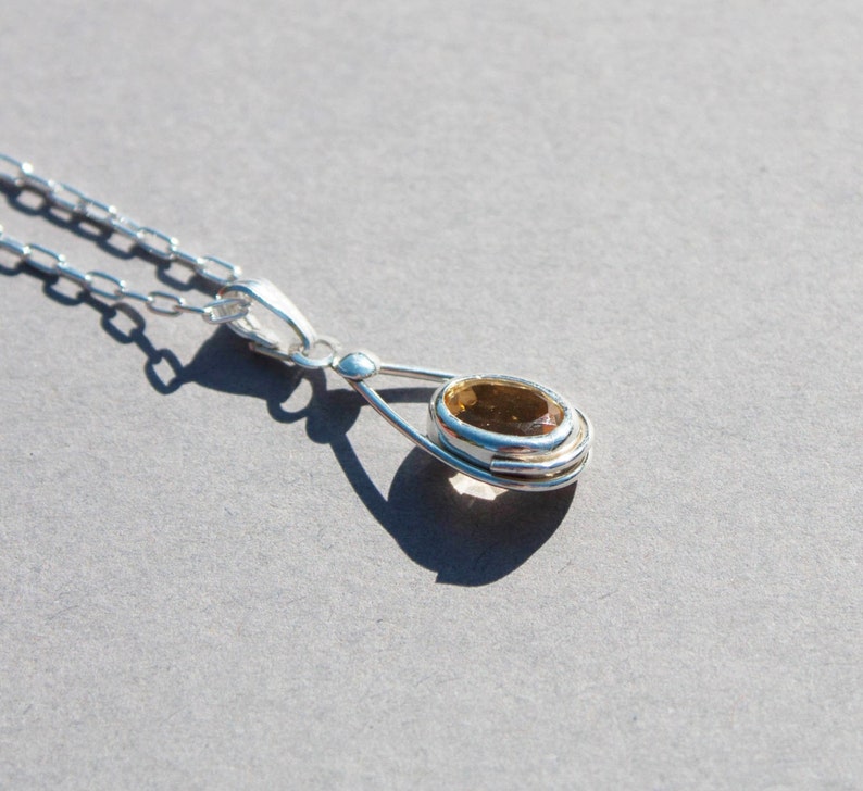 November birthstone necklace. Citrine birthstone pendant