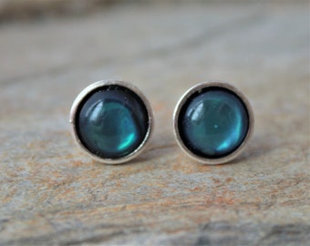 6mm Blue Abalone Stud Earrings, Sterling Silver Studs, Ocean Lovers Gift,