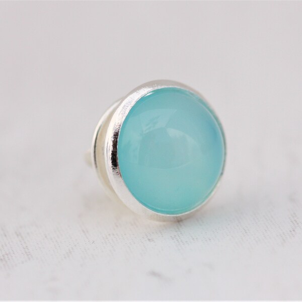 12mm Sea Blue Agate Tie Pin, Blue Gemstone Tie Tack, Ocean Inspired, Minimalist Jewellery, Suit Accessory, Dainty Tack, Gift For Him