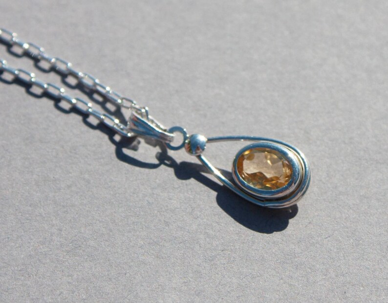 November birthstone necklace. Citrine birthstone pendant