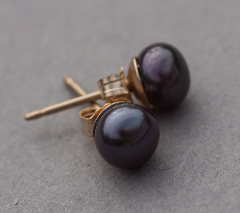 6mm Black pearl stud earrings freshwater pearl studs Etsy