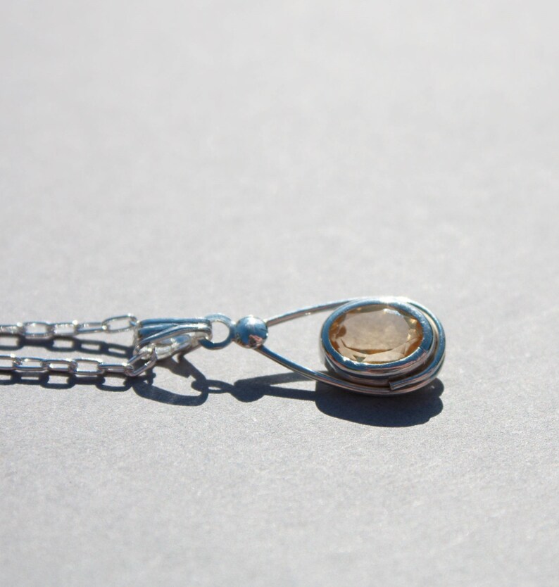 November birthstone necklace. Citrine birthstone pendant