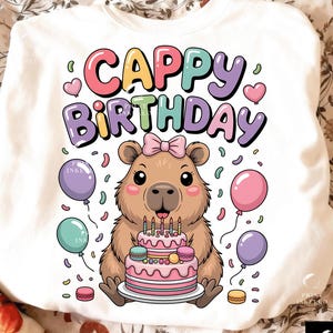 Capybara Birthday PNG, Capybara png, capy birthday ,Kawaii Cake & Balloons Clipart (Digital Download