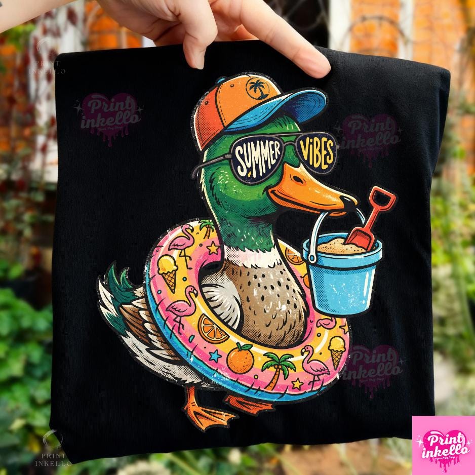 Summer Vibes Duck Png, Cool Duck Sublimation Png, Retro Beach Duck ...