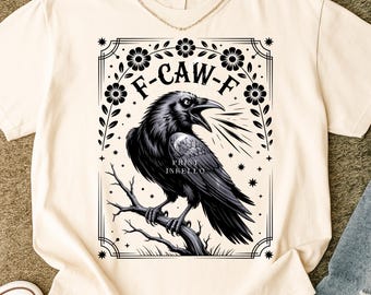 F-Caw-F SVG, F-Caw-F PNG, FcawF DTF Print, Funny Gothic Raven Art,Crow Digital Art,Funny Raven Design,Printable Bird Clipart,Dark Bird Humor