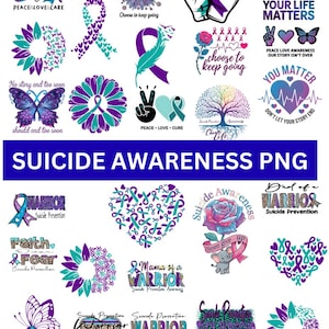Suicide Png Designs Bundle, Suicidal Prevention Png, Ribbon Suicide Depression Png, Mental Health Png, Prevention Suicide Awareness Png