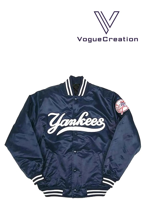 NY Yankees Vintage 90s Athletic Blue Satin Bomber Style Varsity