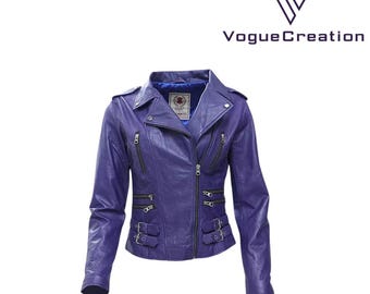 Chaqueta de piel sintética de inspiración vintage - Chaquetas de piel auténtica para mujer - Chaquetas de motociclista de piel - Tallas personalizadas de la XS a la XXXL