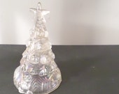Vintage 8 1 4 quot Pressed Glass Opalescent Glass Christmas Tree Holiday Decor