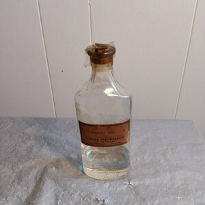 Antique Mineral Oil Coles Pharmacy Mansfield PA Medicine Pharmacy Bottle