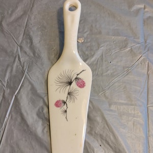 Vintage Porcelain Cake Server, Serwer do ciasta, Fioletowo-szary kwiatowy