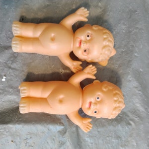 2 Vintage Soft Plastic Dolls, Molded Plastic Doll