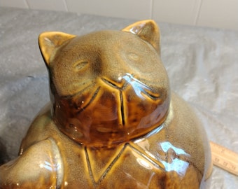 Art Pottery Cat Sculpture, Cat Figurine, Fat Cat