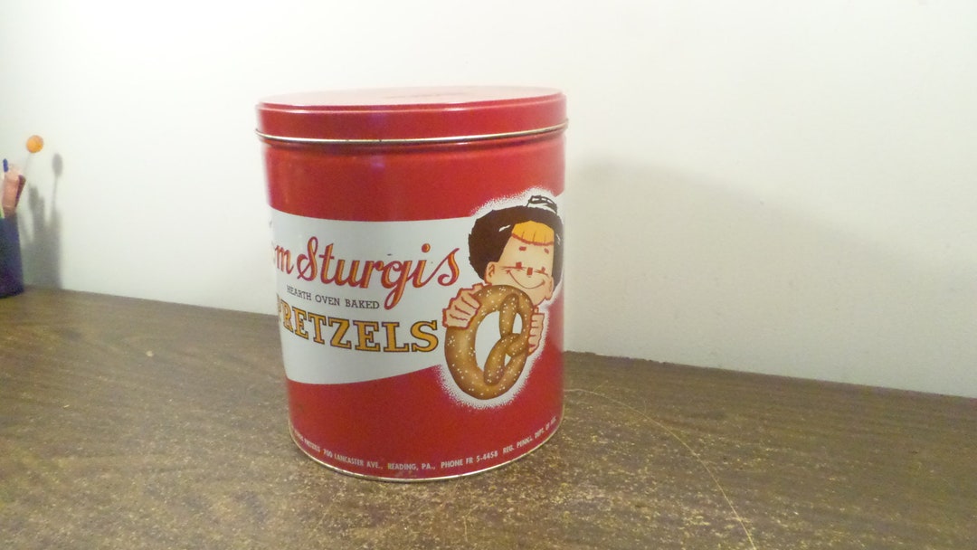 Vintage Tom Sturgis Pretzel Tin, Amish Advertising Tin, Reading PA Tin Etsy