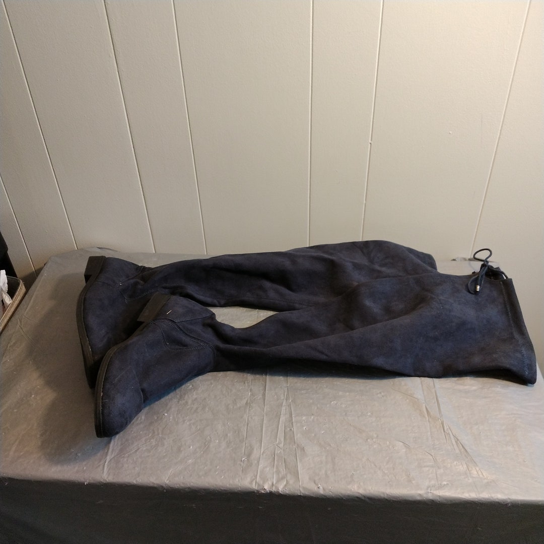 navy knee length boots