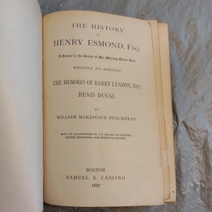 1887 The History of Henry Esmond by William Makepeace Thackeray HC Book