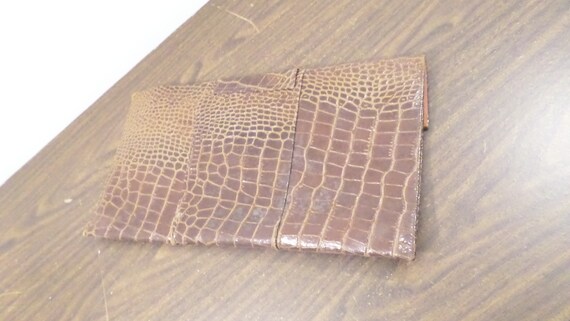 Vintage Alligator Clutch Purse Handbag 16" x 8.5" - image 5