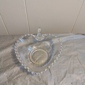 Vintage Bauble Glass Heart Bowl, Candy Dish