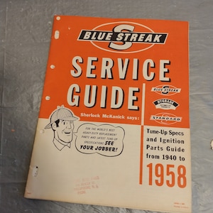 1958 Blue Streak Service Guide Tune Up Specs & Ignition Parts 1940-1958