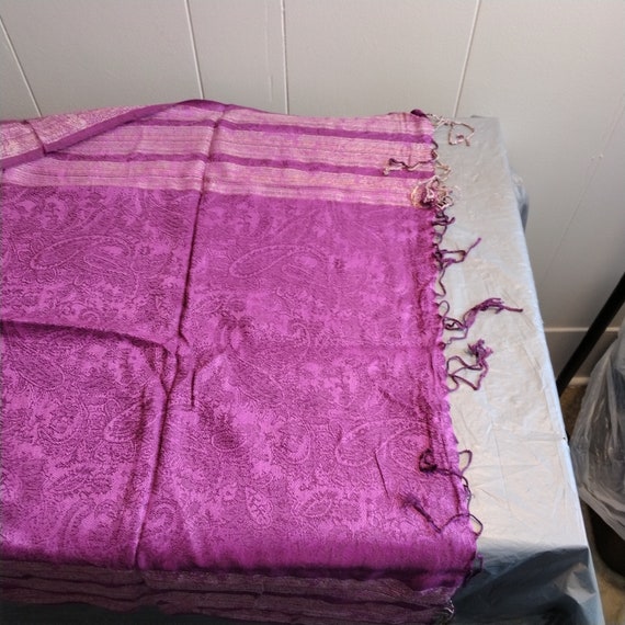Vintage Pink Purple Pashmina Wrap Scarf