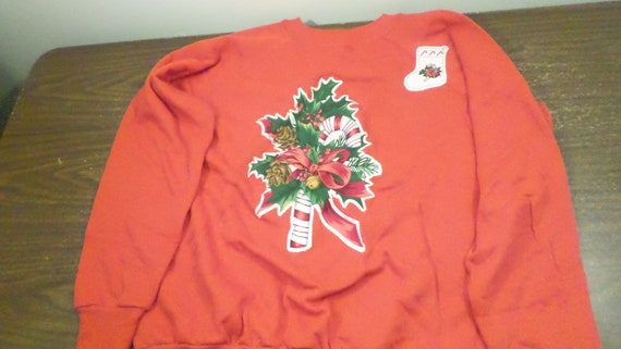 Vintage JE Morgan Red Christmas Sweatshirt Large - image 1