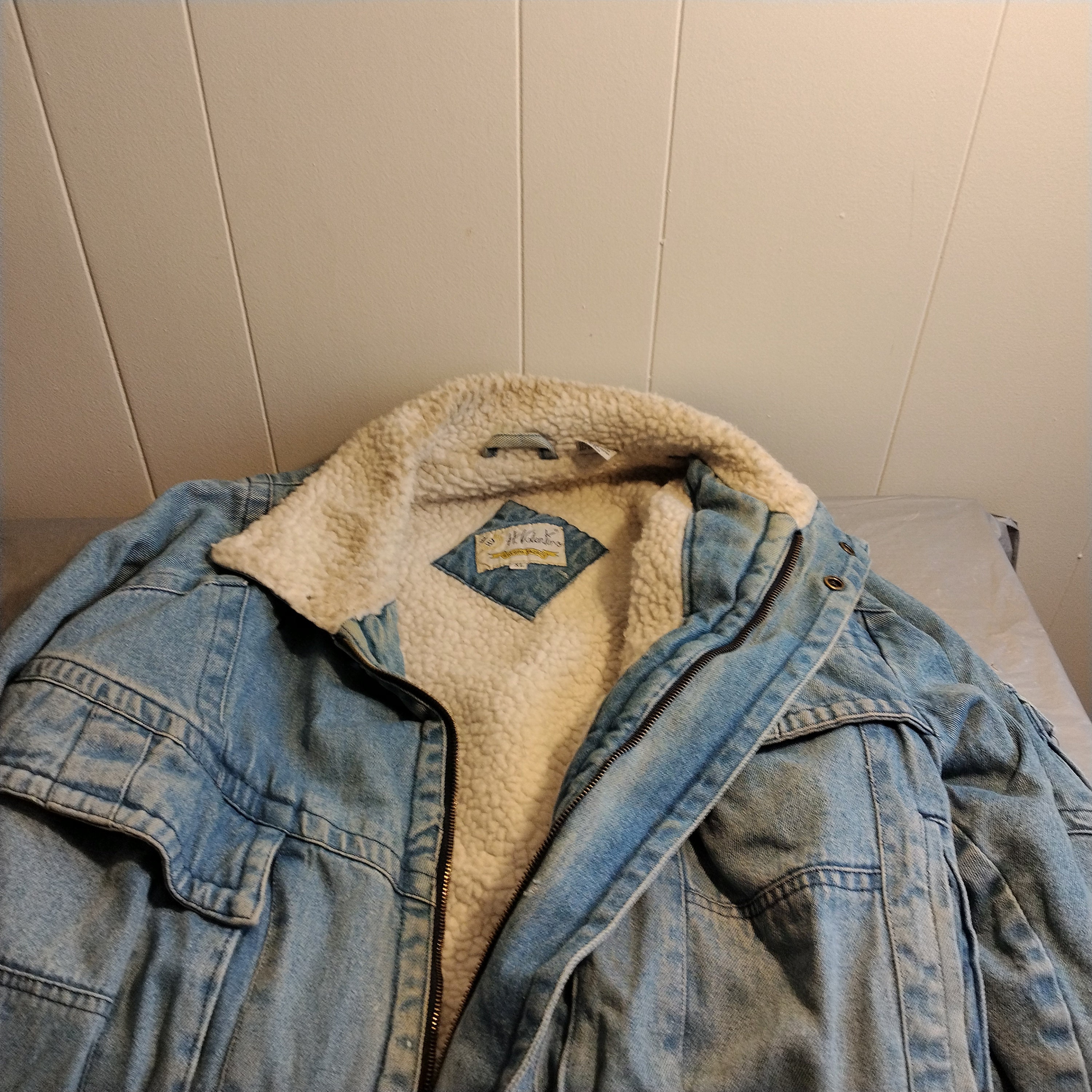 hjerne Ham selv skrå H. Valentino Sherpa Denim Jacket XL - Etsy Norway