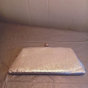 Vintage Metallic Silver Clutch Handbag Evening Bag