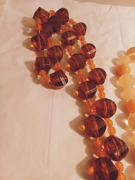 Mustard clay & plastic bead *** necklace main image 0