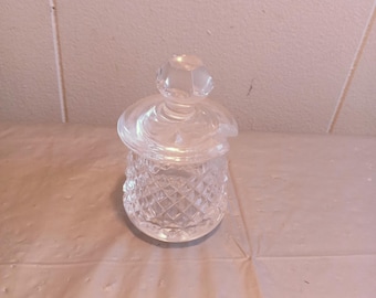 Small Crystal Glass Condiment Jar with Lid