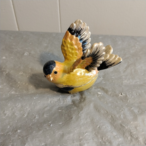 Enamel Bird Trinket Box, Yellow Bird Trinket Box