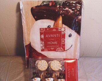 Avanti Snowman Curtain Shower & Snowman Snowflake Shower Hooks